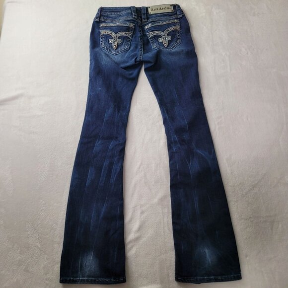 Rock Revival Loreen Women's Mid Rise Bootcut Dark Wash Jeans Size 25 - Picture 2 of 12
